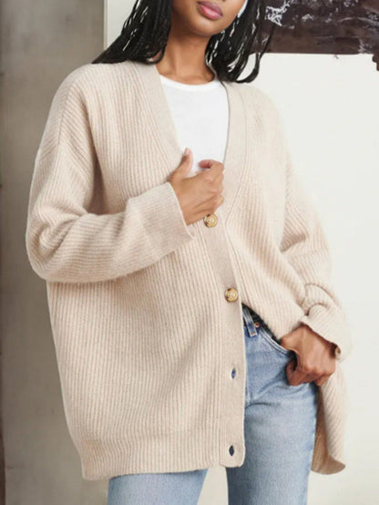 Cardigan D'hiver Oversize Boutonné Pour Femme | Manches Longues