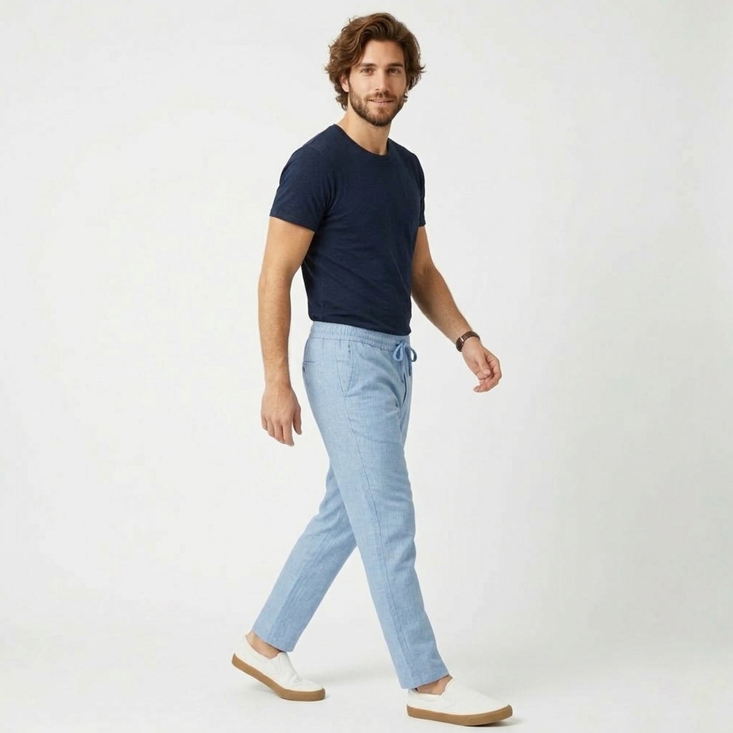 Pantalon homme coton été pantalon casual homme coupe droite pantalon sport homme