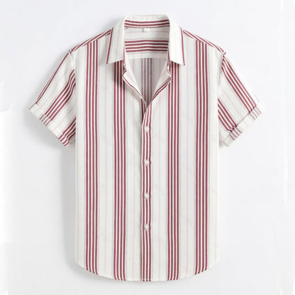 Chemise homme manches courtes rayée en coton pour le printemps été