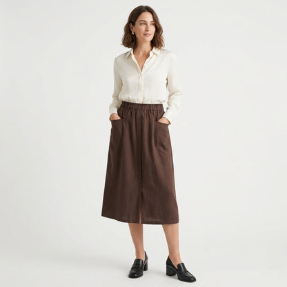 Jupe femme lin printemps été ample vintage décontractée légère