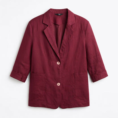Blazer femme coton été blazer casual manches longues coupe droite élégante