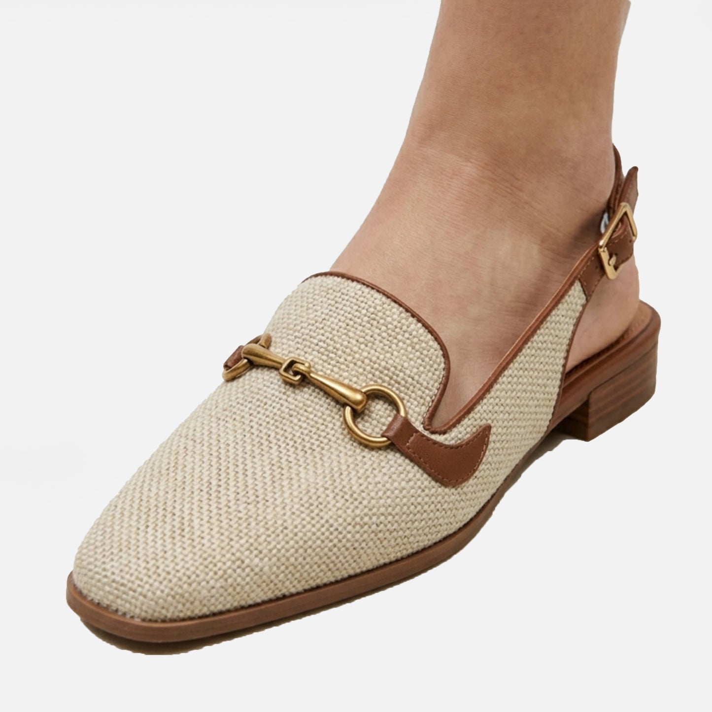 Sandales femme cuir plates boucle métallique été casual