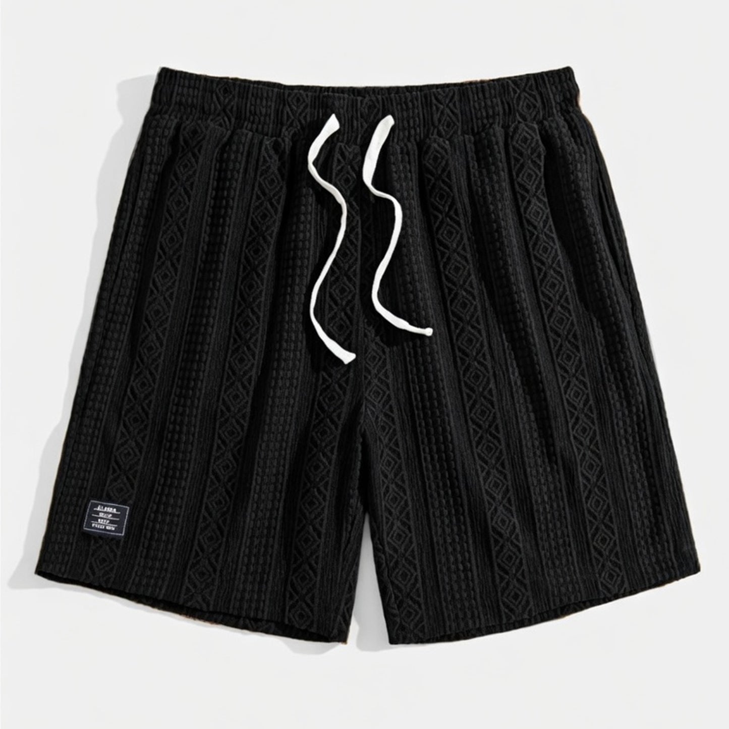 Short homme coton été short maille casual cordon ajustable géométrique