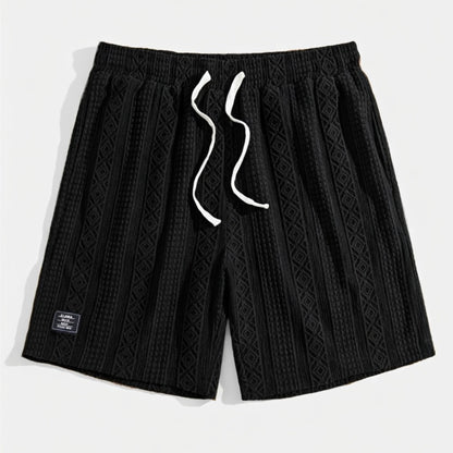 Short homme coton été short maille casual cordon ajustable géométrique