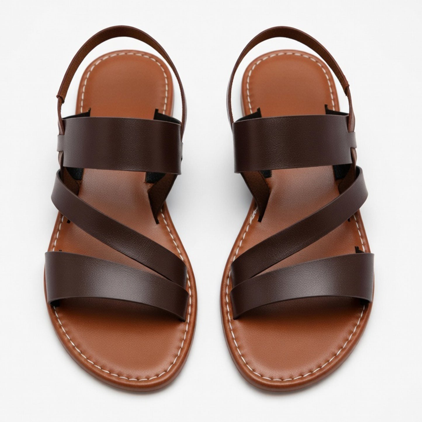 Sandales femme cuir plates été style décontracté extérieur