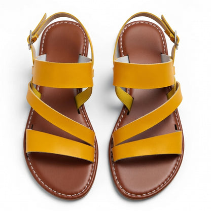 Sandales femme cuir plates été style décontracté extérieur