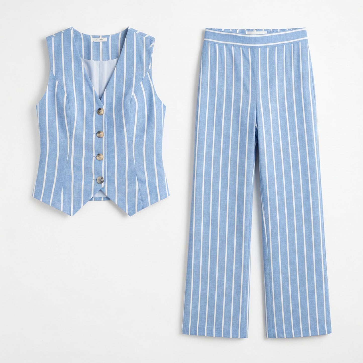 Ensemble femme débardeur et pantalon en coton élégant pour printemps-été