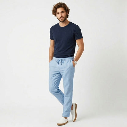 Pantalon homme coton été pantalon casual homme coupe droite pantalon sport homme
