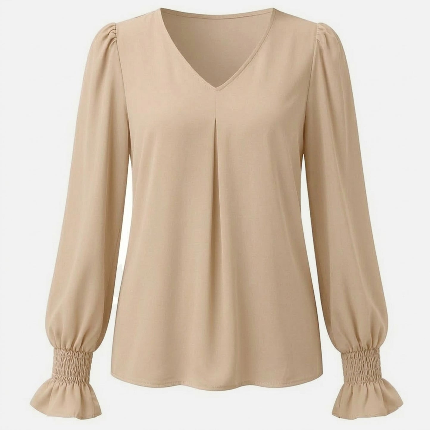 Chemisier femme chiffon manches longues été blouse femme col V ample