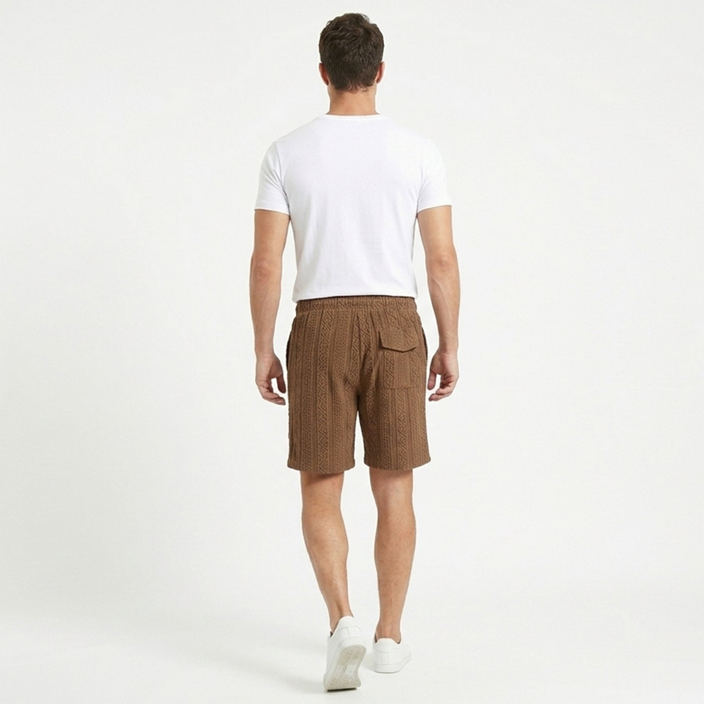 Short homme coton été short maille casual cordon ajustable géométrique