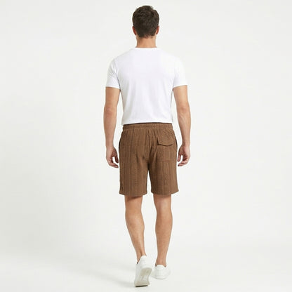 Short homme coton été short maille casual cordon ajustable géométrique