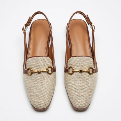 Sandales femme cuir plates boucle métallique été casual