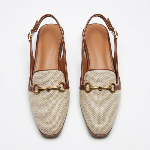 Sandales femme cuir plates boucle métallique été casual