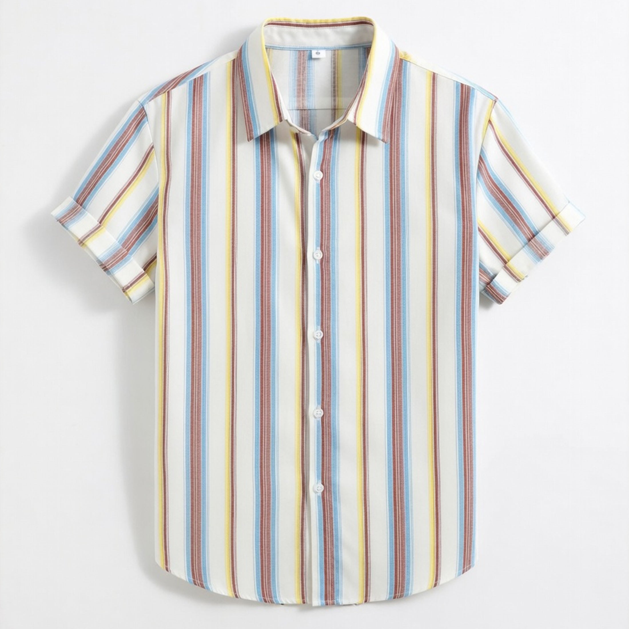 Chemise homme manches courtes rayée en coton pour le printemps été