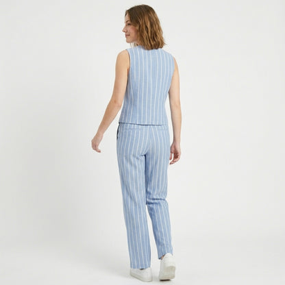 Ensemble femme débardeur et pantalon en coton élégant pour printemps-été