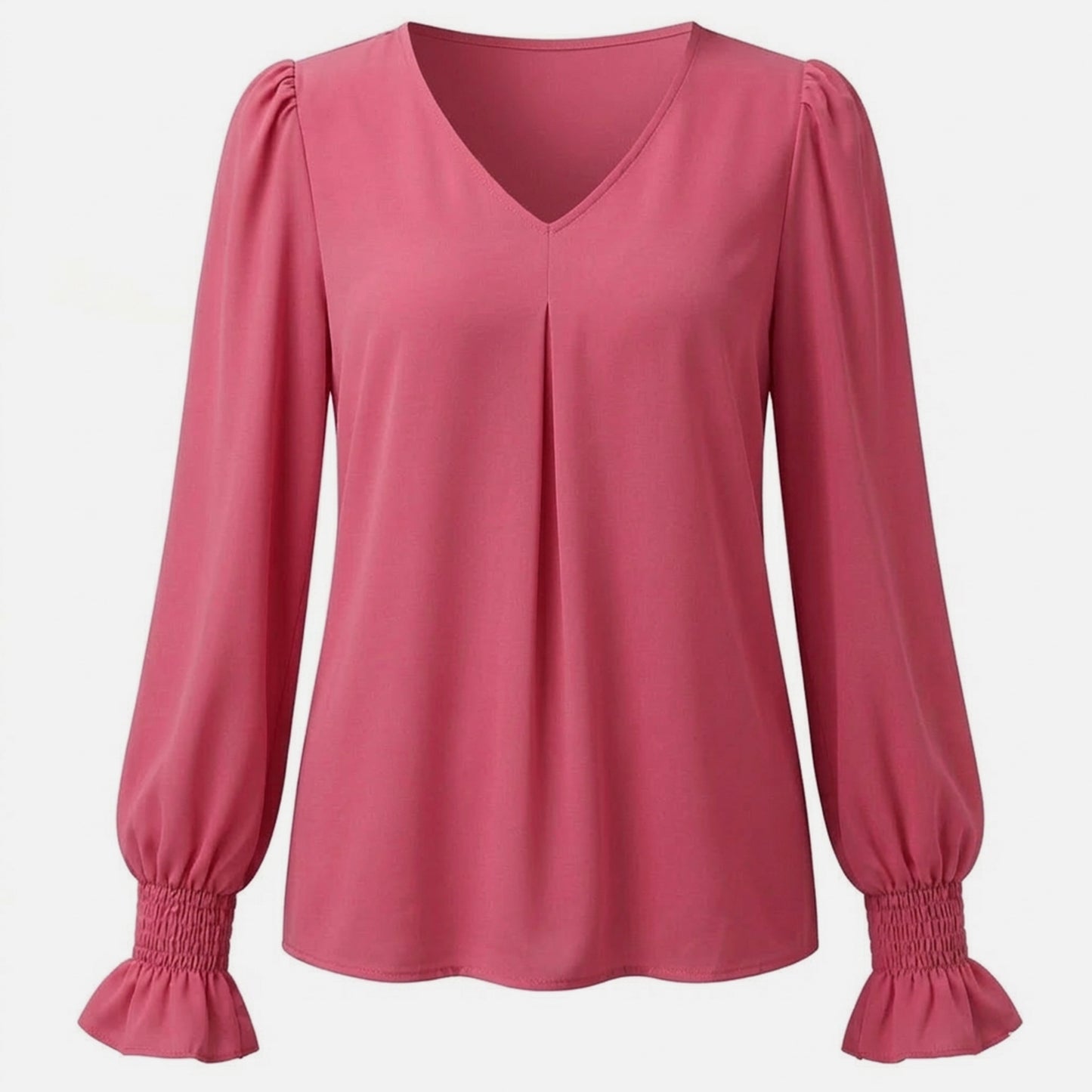 Chemisier femme chiffon manches longues été blouse femme col V ample