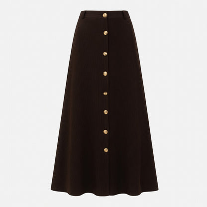 Jupe midi femme coton été fendue ligne A taille haute