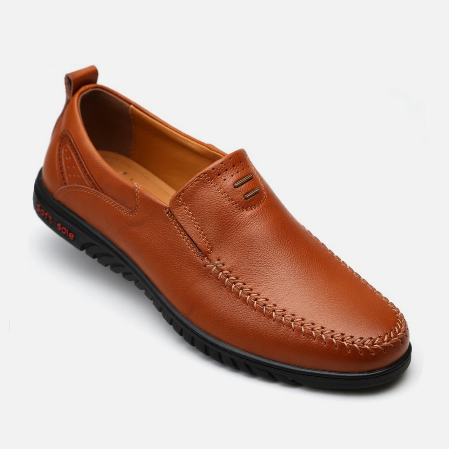 Mocassins homme cuir été semelle souple confort chaussures sans lacets