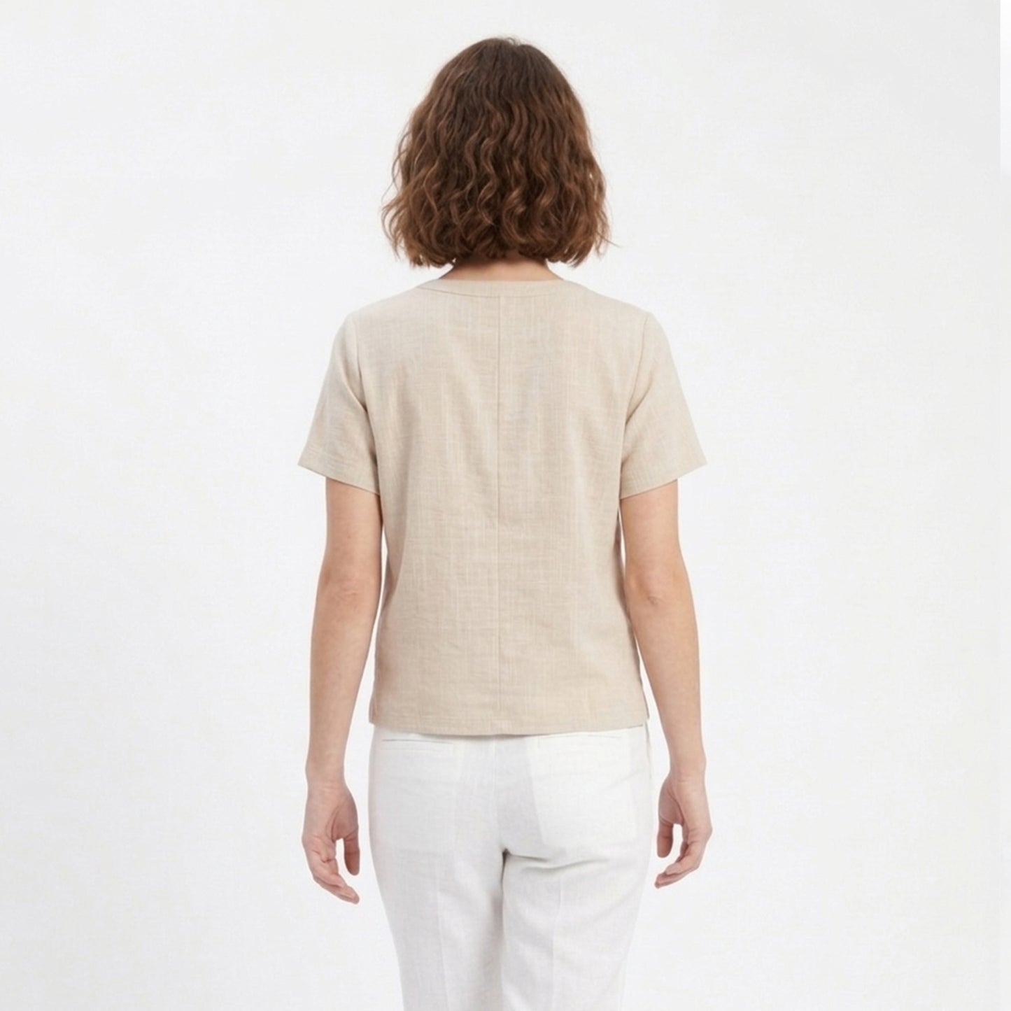 Chemisier femme col V élégant coton printemps