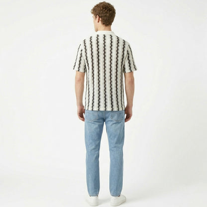 Chemise homme coton été rayures casual légère col boutonné