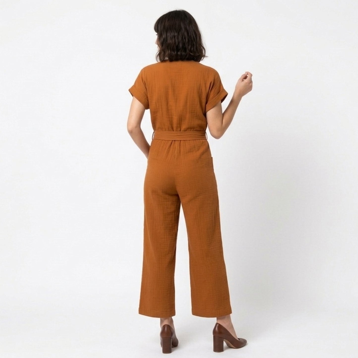 Pantalon homme coton élégant taille haute boutons devant printemps-été