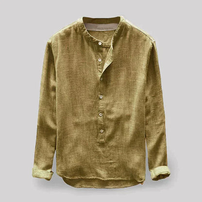 Chemise Simple À Col Henley Pour Homme | Manches Longues