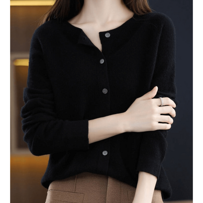 Cardigan En Cachemire Col Rond Pour Femme | Boutonné Devant