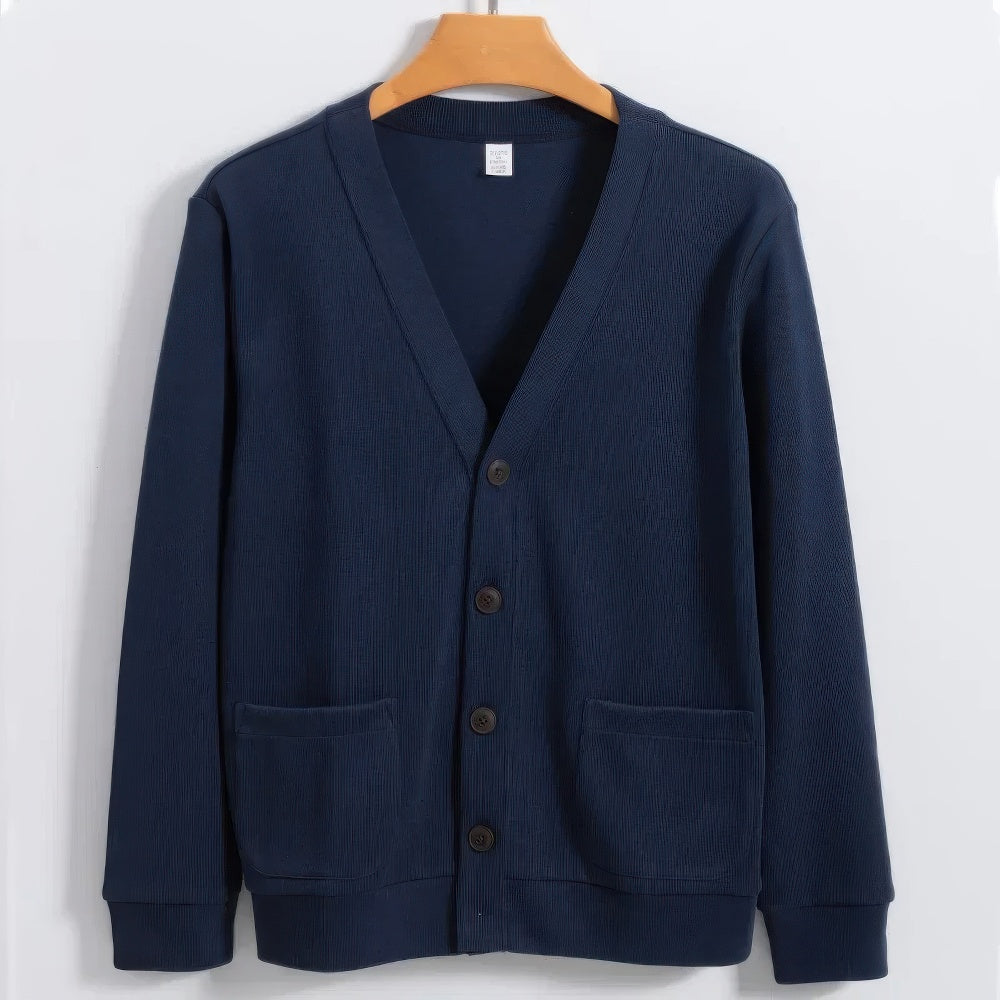 Cardigan D'hiver Pour Homme Avec Patte De Boutonnage Et Col En V | Avec Poche