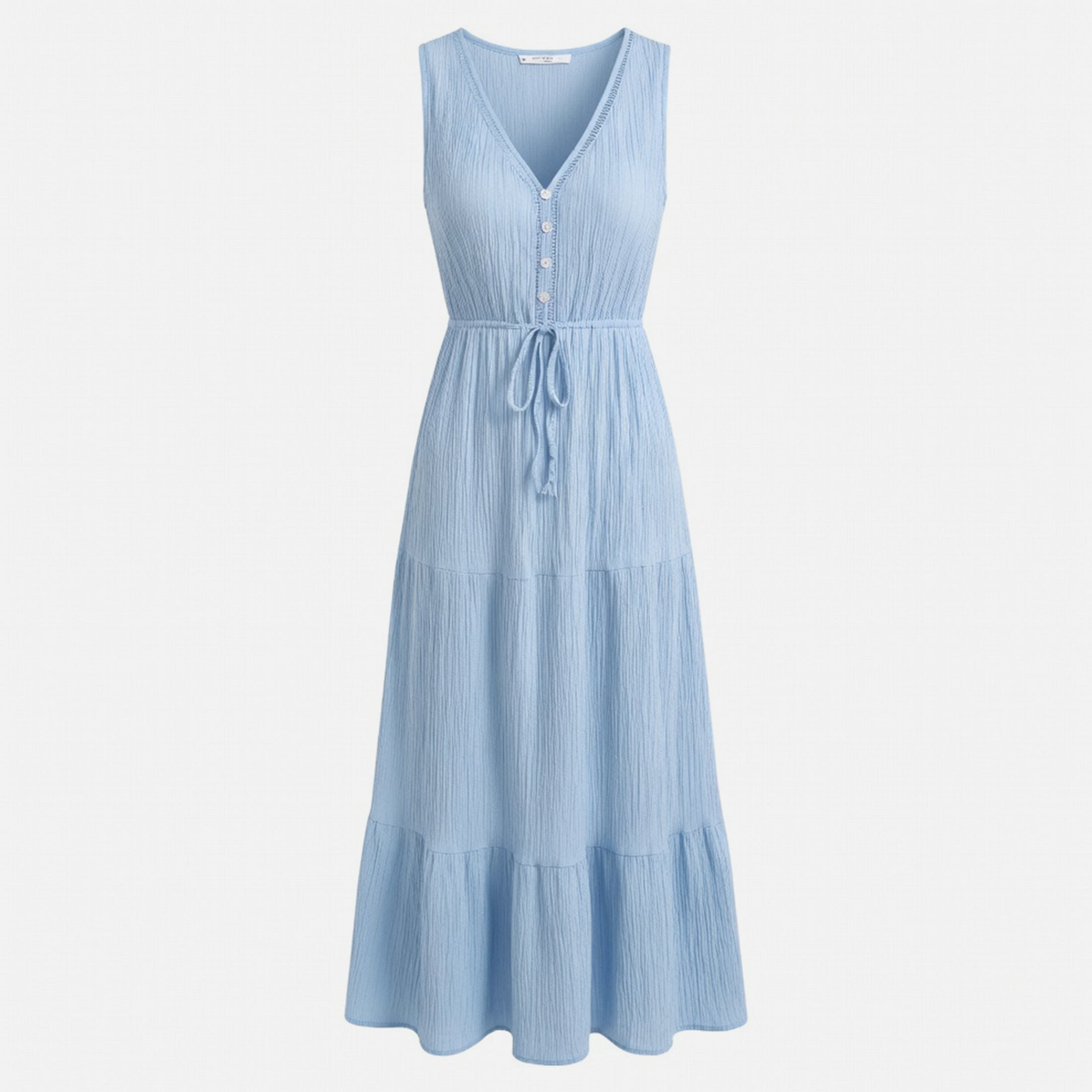 Robe d’été femme col en V coupe évasée en coton légère