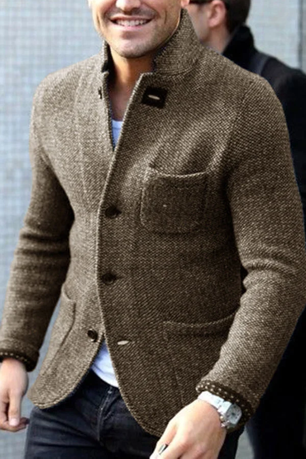 Blazer Décontracté À Col Montant Pour Homme | Boutonné