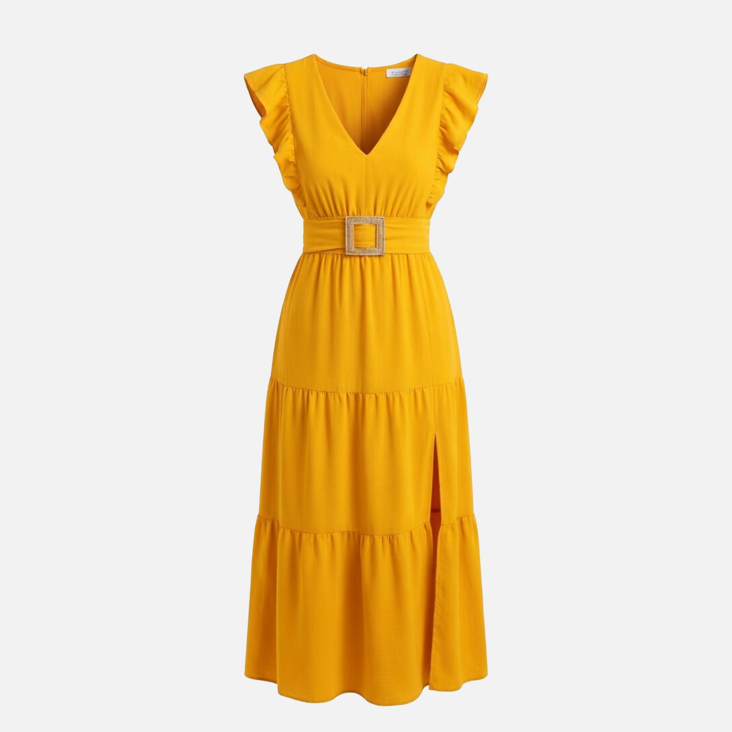 Robe longue femme en coton col V cintrée pour le printemps été