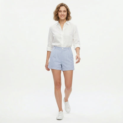 Short femme coton été short ample rayé décontracté femme casual chic