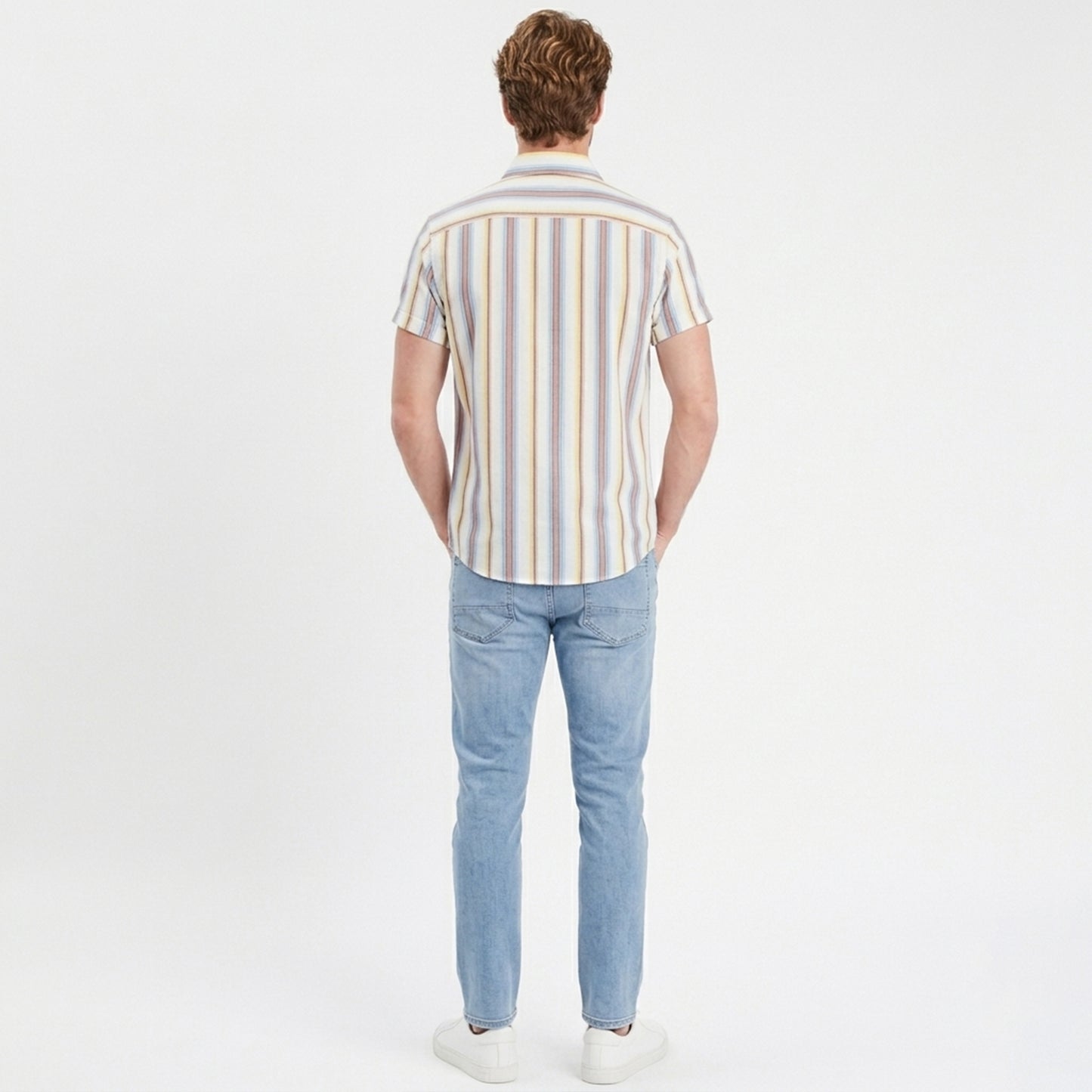 Chemise homme manches courtes rayée en coton pour le printemps été