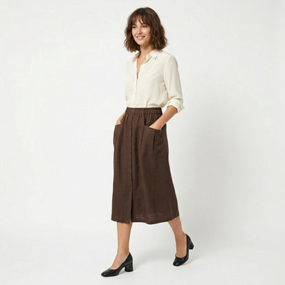 Jupe femme lin printemps été ample vintage décontractée légère