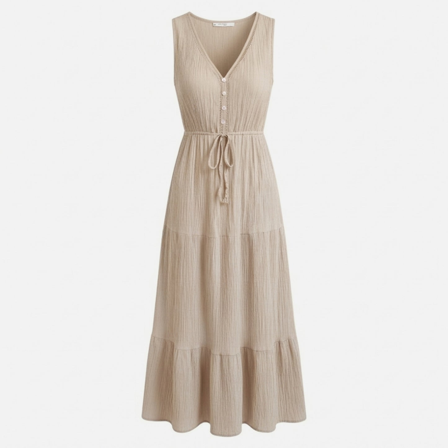 Robe d’été femme col en V coupe évasée en coton légère