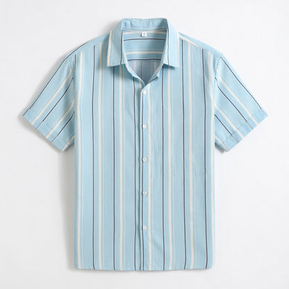 Chemise homme manches courtes rayée en coton pour le printemps été