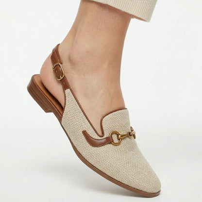 Sandales femme cuir plates boucle métallique été casual
