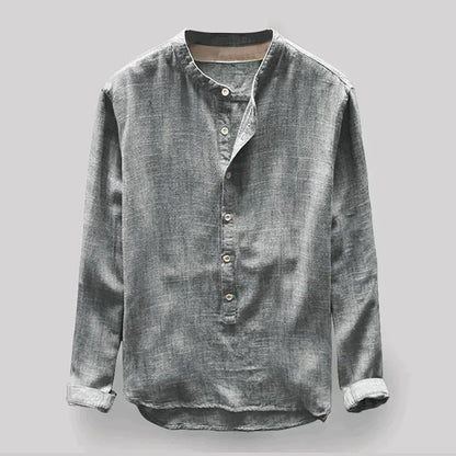 Chemise Simple À Col Henley Pour Homme | Manches Longues