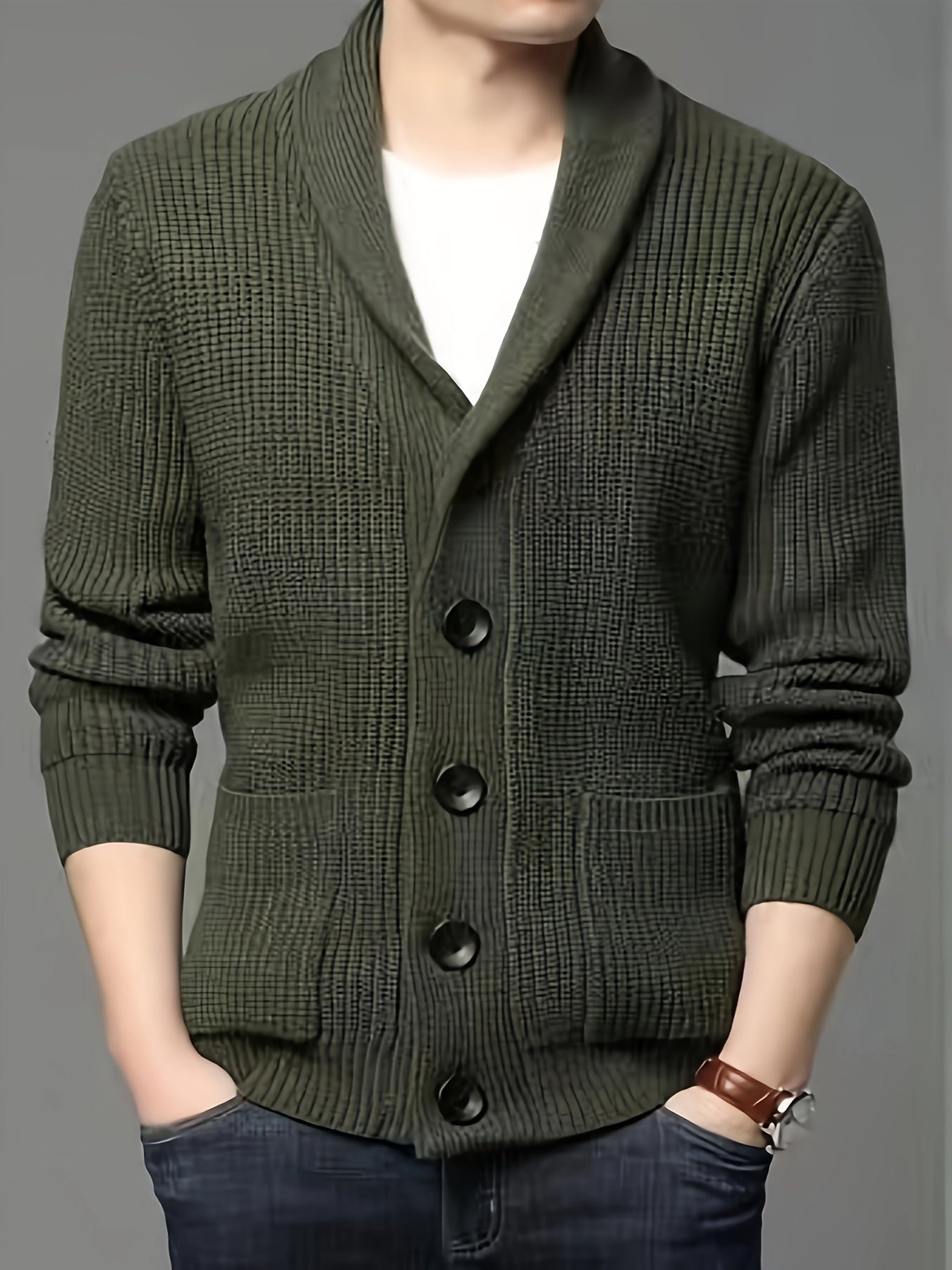Cardigan D'hiver À Manches Longues Pour Homme | Avec Bouton