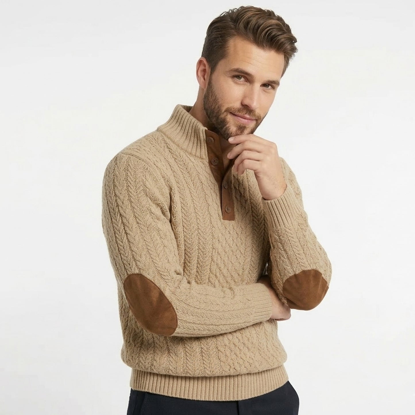 Chemise homme coton printemps automne chemise homme manches longues col montant