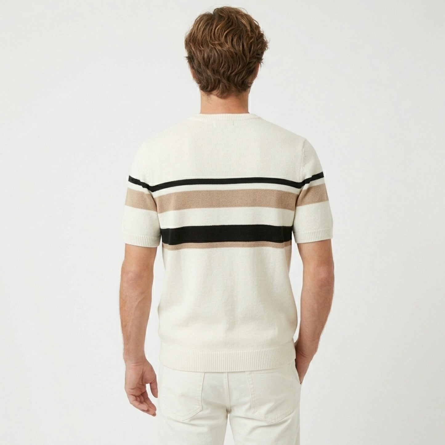T-shirt homme manches courtes en maille coton pour le printemps été