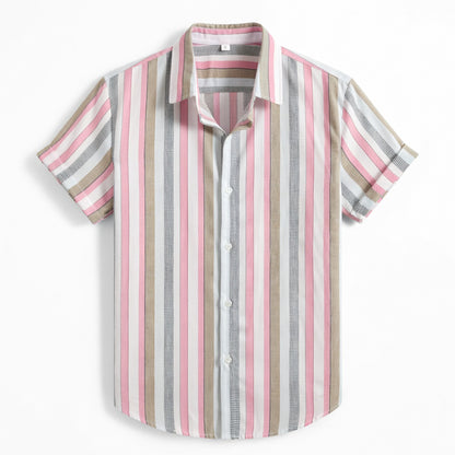 Chemise homme manches courtes rayée en coton pour le printemps été