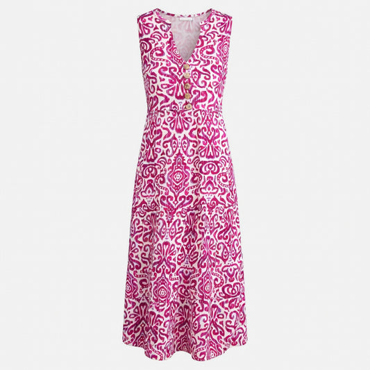Robe femme en coton sans manches col V été robe vacances