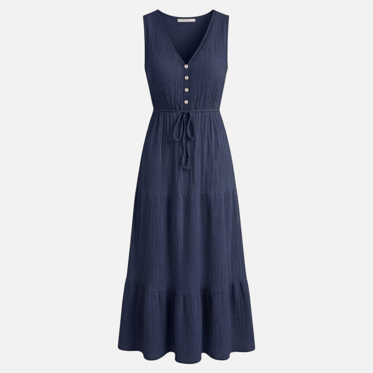 Robe d’été femme col en V coupe évasée en coton légère