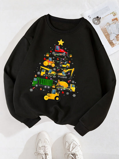 Sweat À Capuche En Polaire Avec Imprimé Graphique Pour Enfants | Sapin De Noël