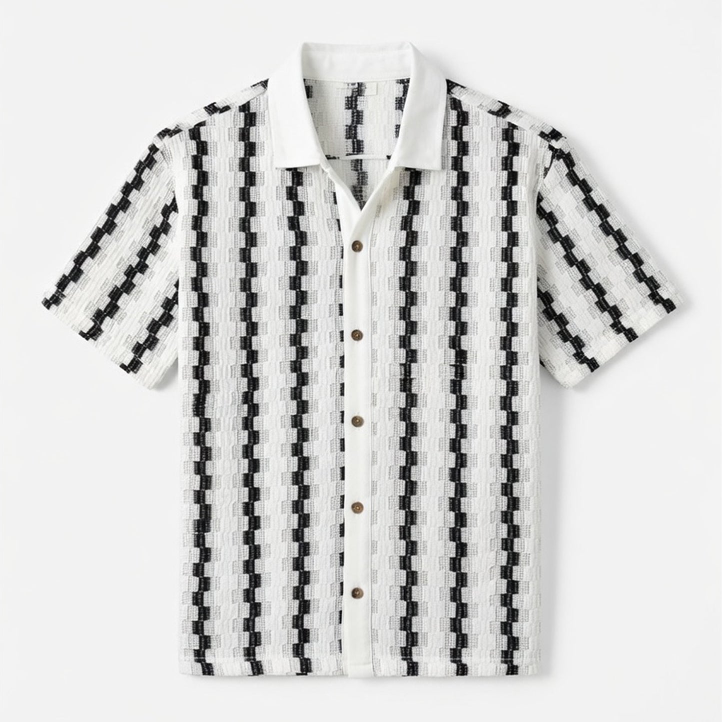 Chemise homme coton été rayures casual légère col boutonné