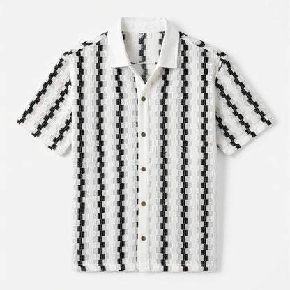 Chemise homme coton été rayures casual légère col boutonné