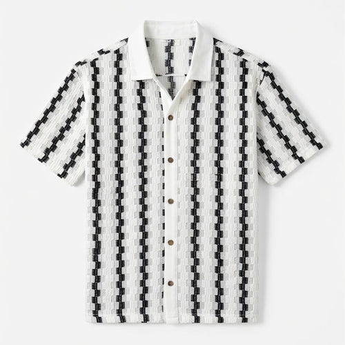 Chemise homme coton été rayures casual légère col boutonné