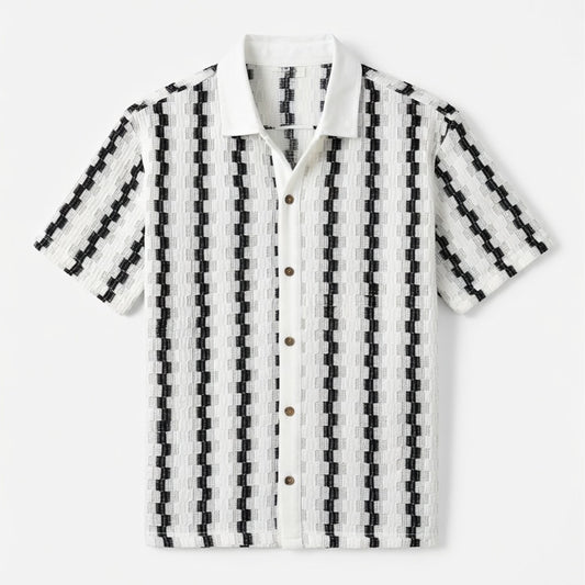 Chemise homme coton été rayures casual légère col boutonné