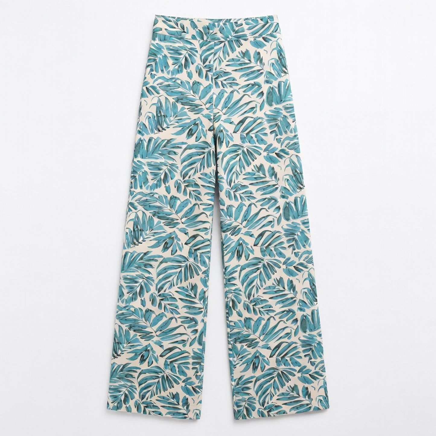 Pantalon femme large bohème mousseline fleurs été taille haute fluide